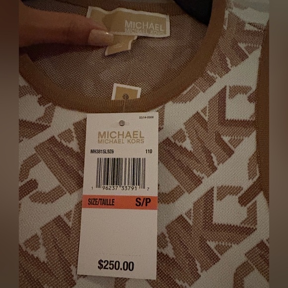 MICHAEL KORS EMPIRE LOGO JACQUARD MINI DRESS – SIZE SMALL - Picture 8 of 16